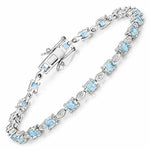 Oval Tennis Bracelet with Diamond Marquise Accents