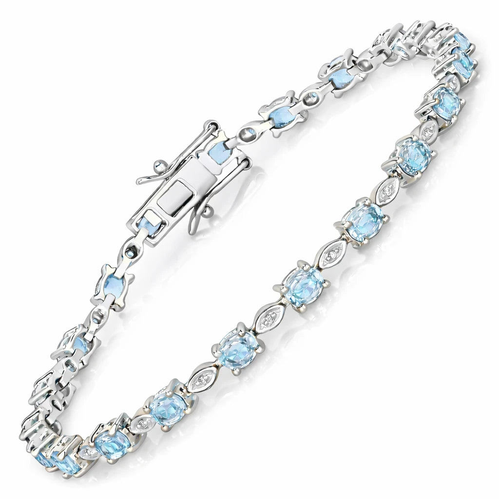 Oval Tennis Bracelet with Diamond Marquise Accents