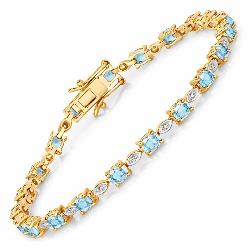 Oval Tennis Bracelet with Diamond Marquise Accents