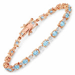 Oval Tennis Bracelet with Diamond Marquise Accents