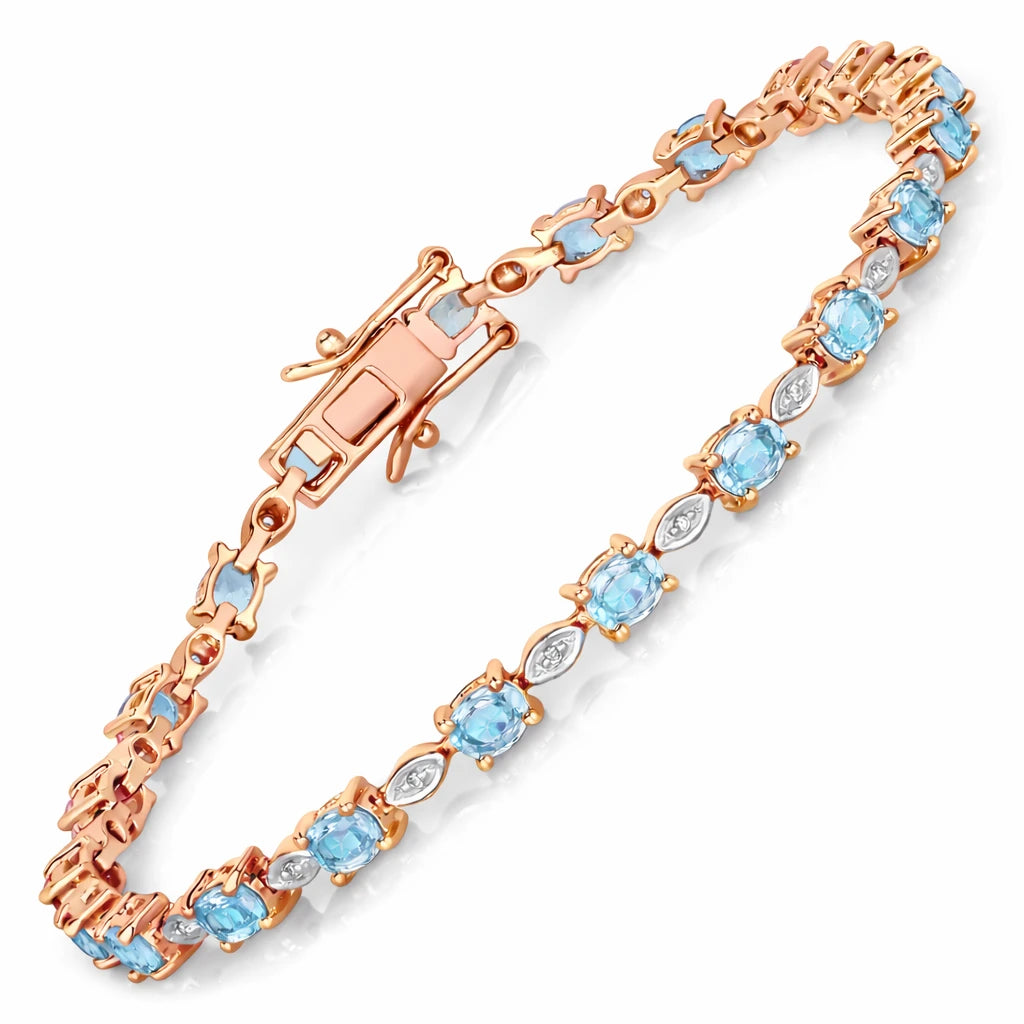 Oval Tennis Bracelet with Diamond Marquise Accents