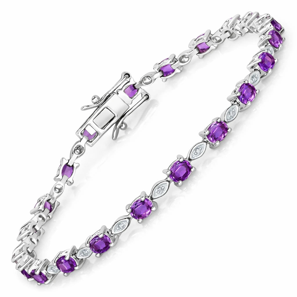 Oval Tennis Bracelet with Diamond Marquise Accents