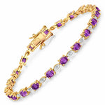 Oval Tennis Bracelet with Diamond Marquise Accents