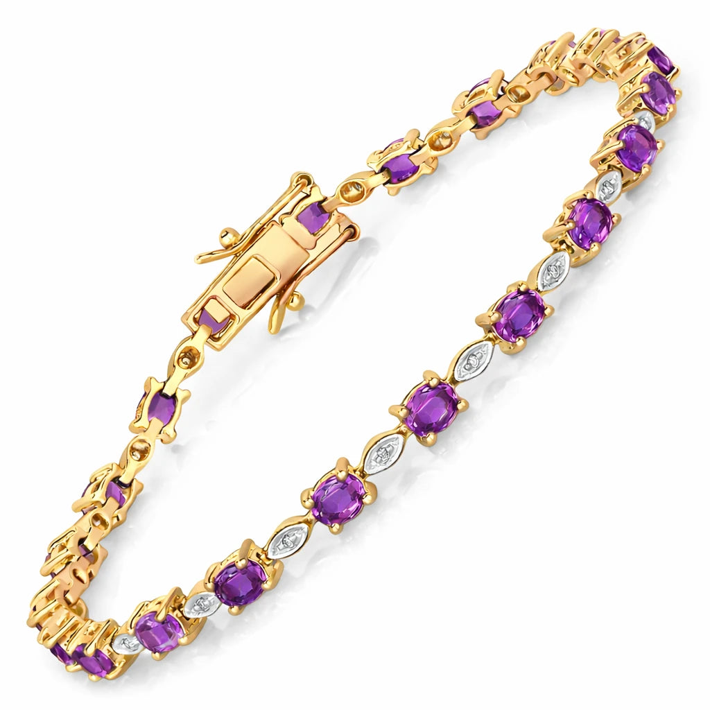 Oval Tennis Bracelet with Diamond Marquise Accents
