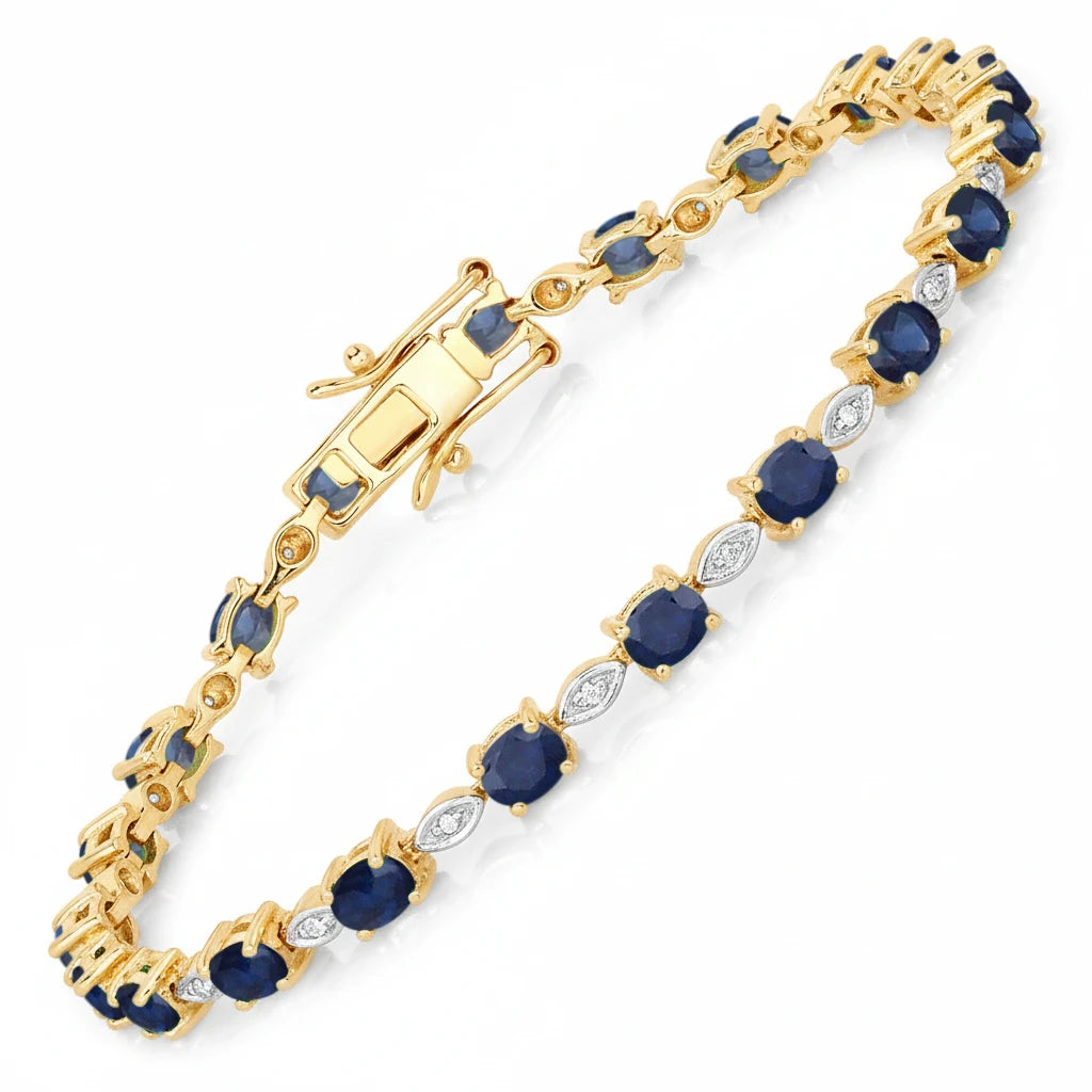 Oval Tennis Bracelet with Diamond Marquise Accents
