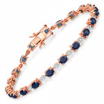 Oval Tennis Bracelet with Diamond Marquise Accents