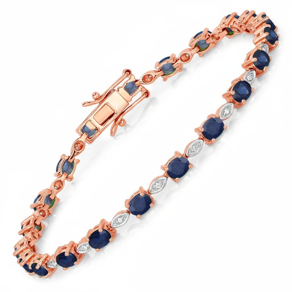 Oval Tennis Bracelet with Diamond Marquise Accents