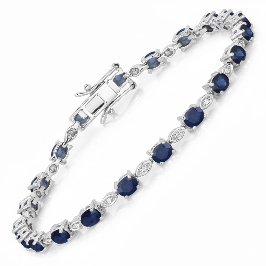 Oval Tennis Bracelet with Diamond Marquise Accents