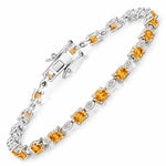 Oval Tennis Bracelet with Diamond Marquise Accents