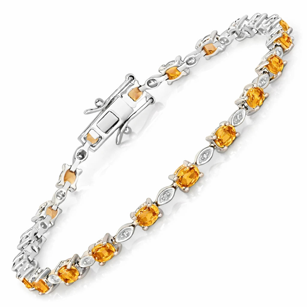 Oval Tennis Bracelet with Diamond Marquise Accents