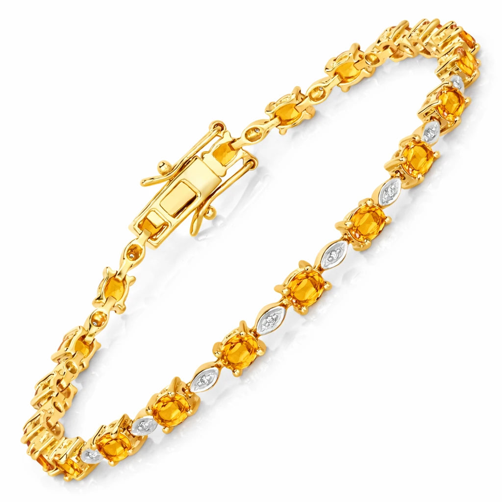 Oval Tennis Bracelet with Diamond Marquise Accents