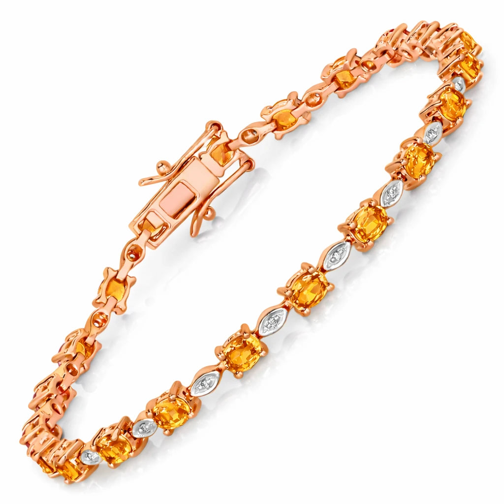 Oval Tennis Bracelet with Diamond Marquise Accents