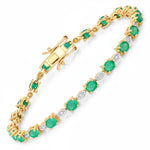 Oval Tennis Bracelet with Diamond Marquise Accents
