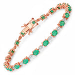 Oval Tennis Bracelet with Diamond Marquise Accents