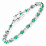 Oval Tennis Bracelet with Diamond Marquise Accents
