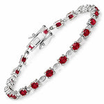 Oval Tennis Bracelet with Diamond Marquise Accents