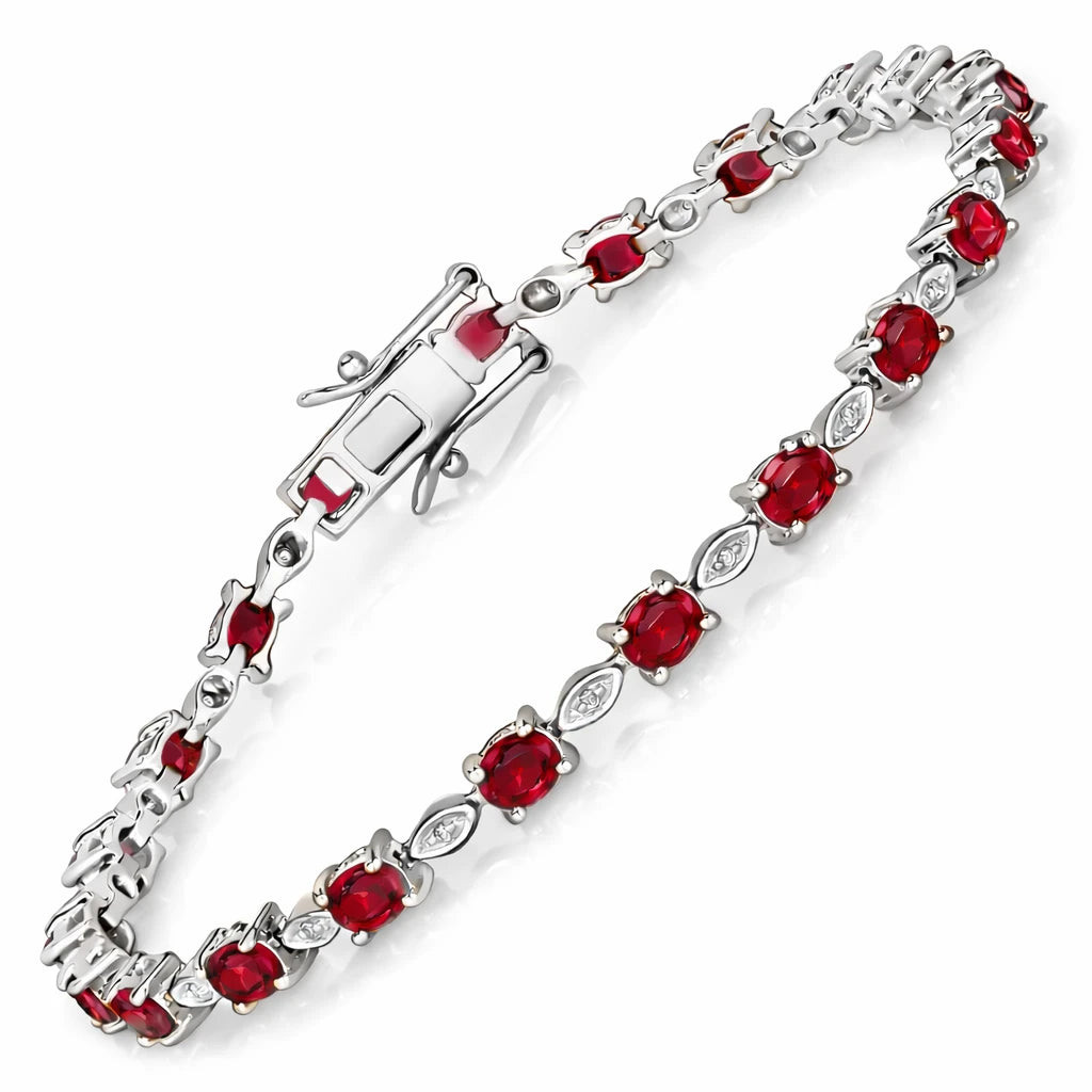 Oval Tennis Bracelet with Diamond Marquise Accents