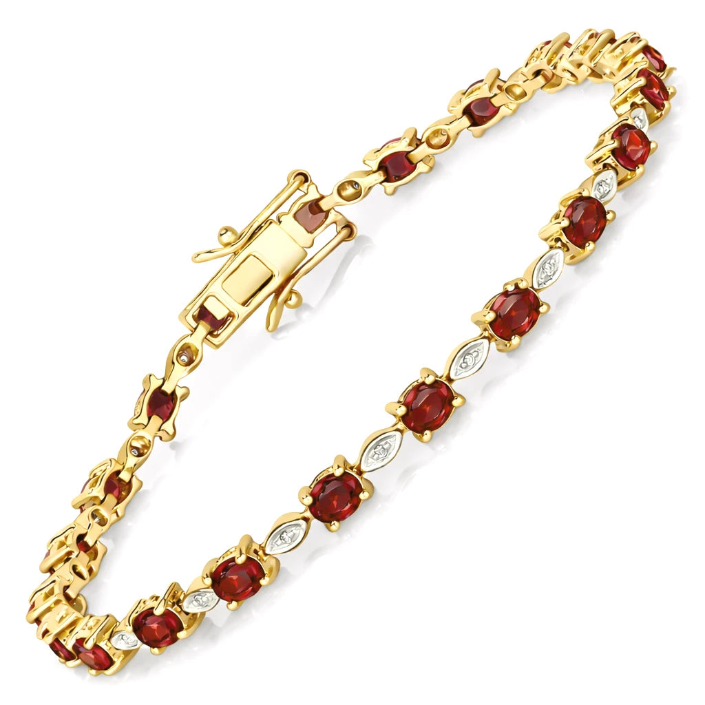 Oval Tennis Bracelet with Diamond Marquise Accents