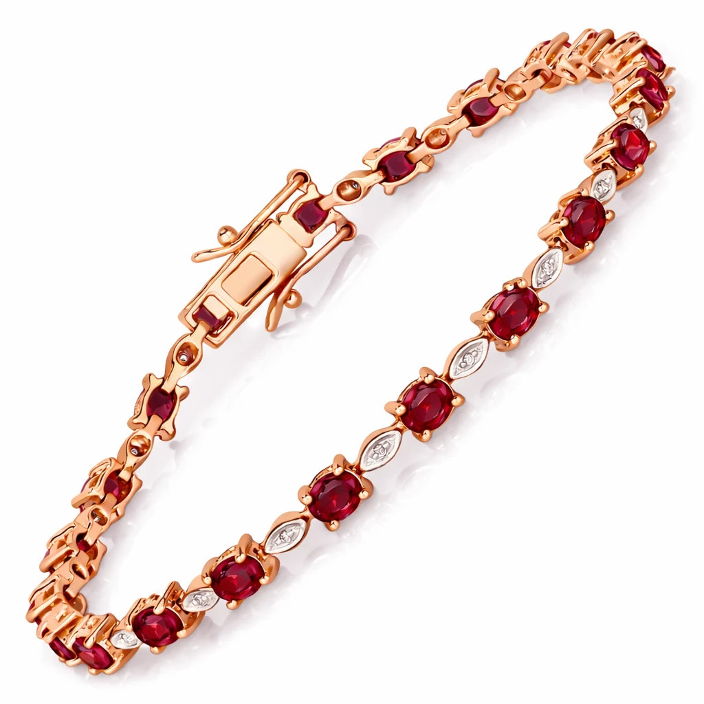 Oval Tennis Bracelet with Diamond Marquise Accents