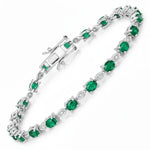 Oval Tennis Bracelet with Diamond Marquise Accents