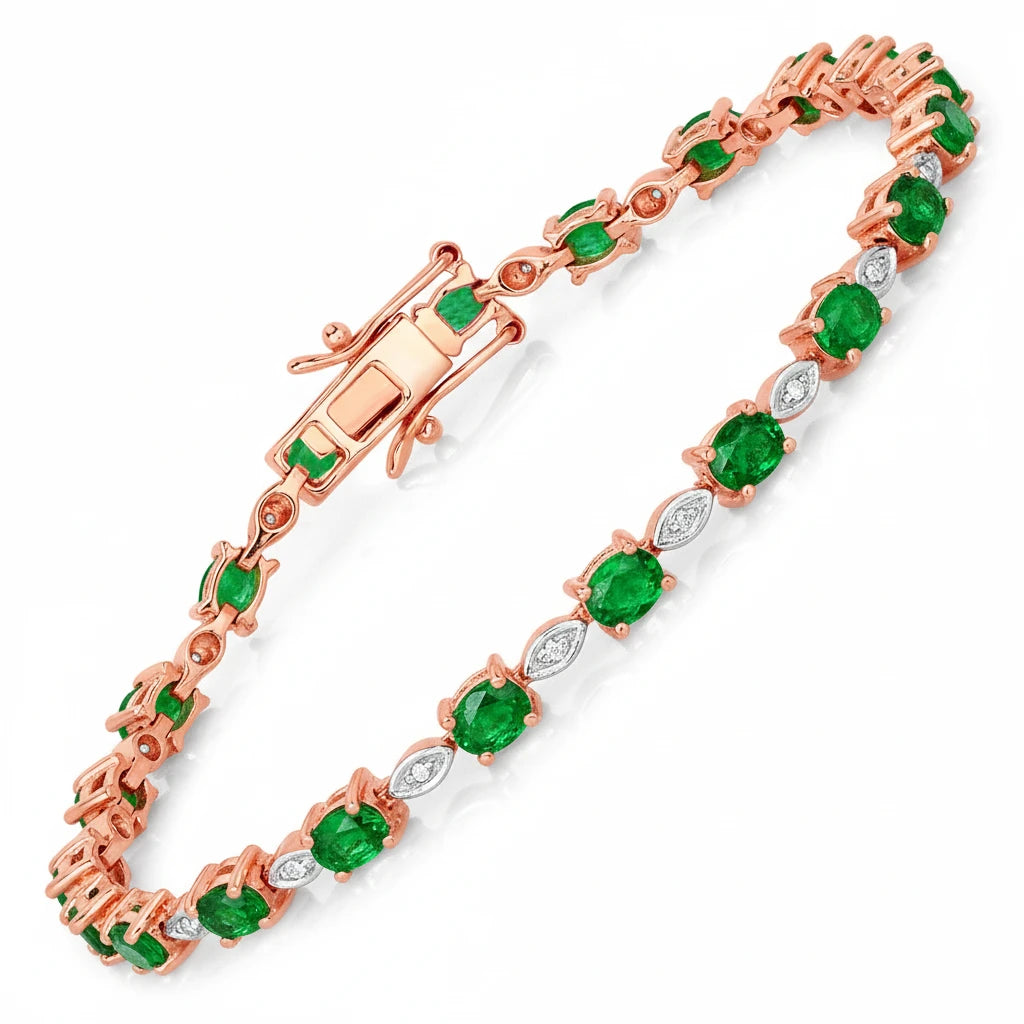 Oval Tennis Bracelet with Diamond Marquise Accents