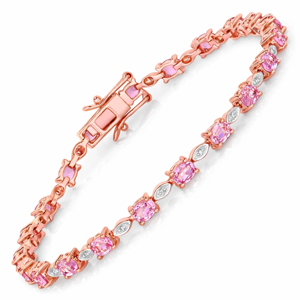 Oval Tennis Bracelet with Diamond Marquise Accents
