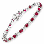 Oval Tennis Bracelet with Diamond Marquise Accents