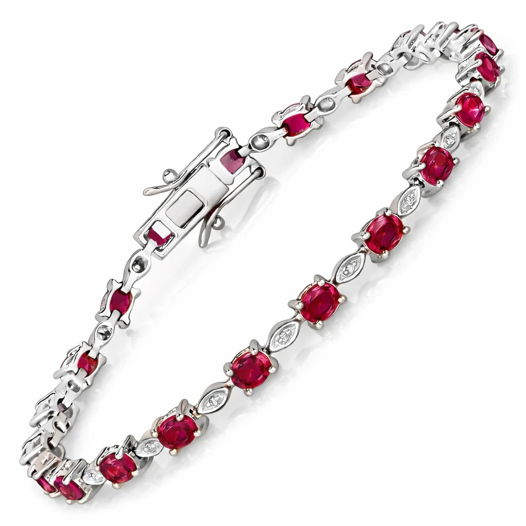 Oval Tennis Bracelet with Diamond Marquise Accents