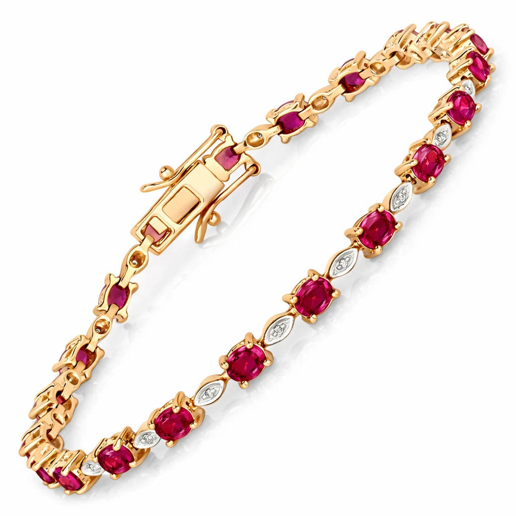 Oval Tennis Bracelet with Diamond Marquise Accents