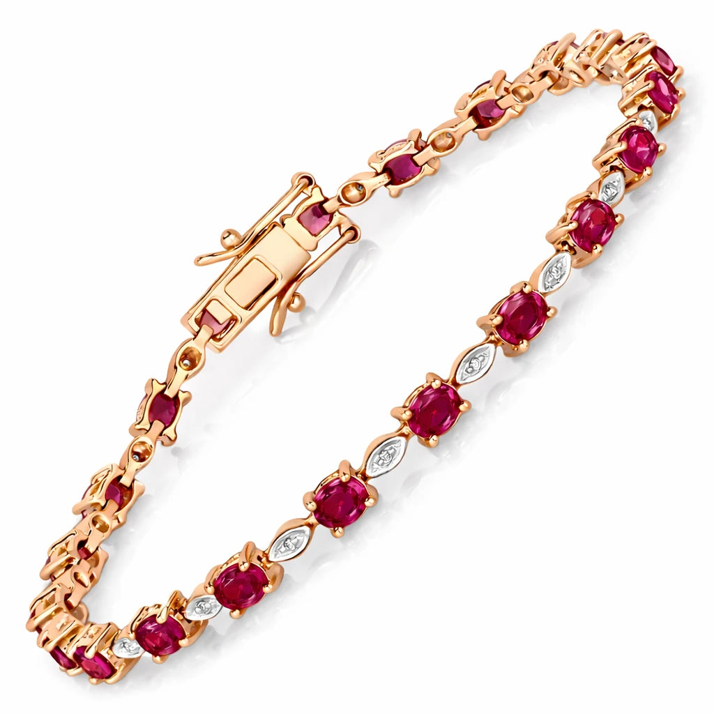 Oval Tennis Bracelet with Diamond Marquise Accents