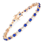 Oval Tennis Bracelet with Diamond Marquise Accents
