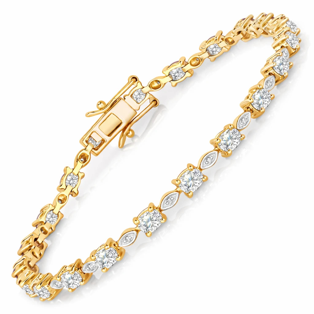 Oval Tennis Bracelet with Diamond Marquise Accents