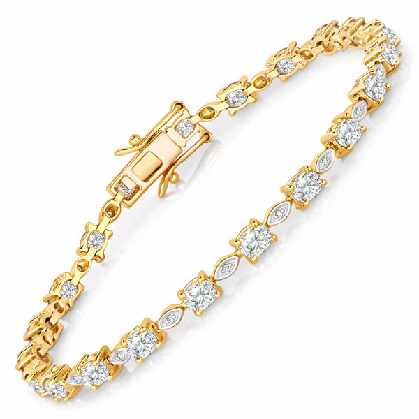 Oval Tennis Bracelet with Diamond Marquise Accents