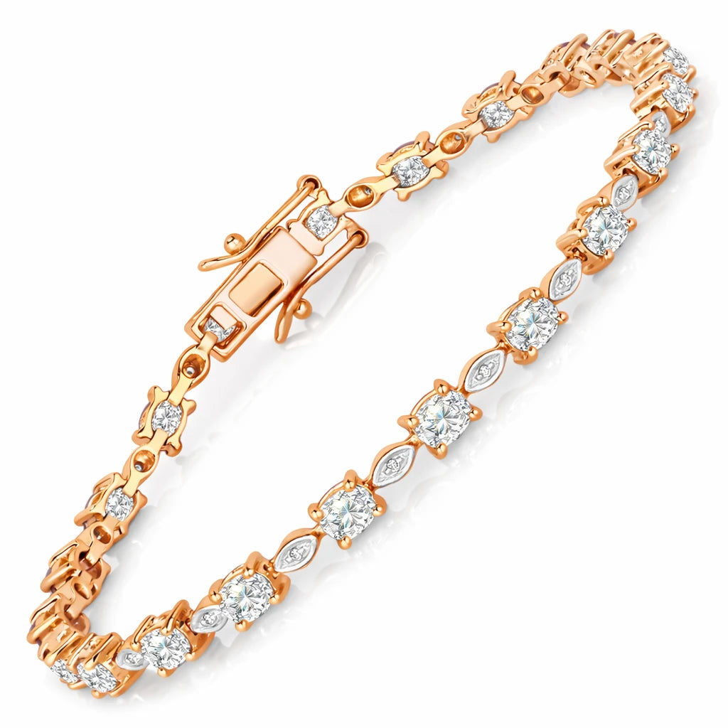 Oval Tennis Bracelet with Diamond Marquise Accents