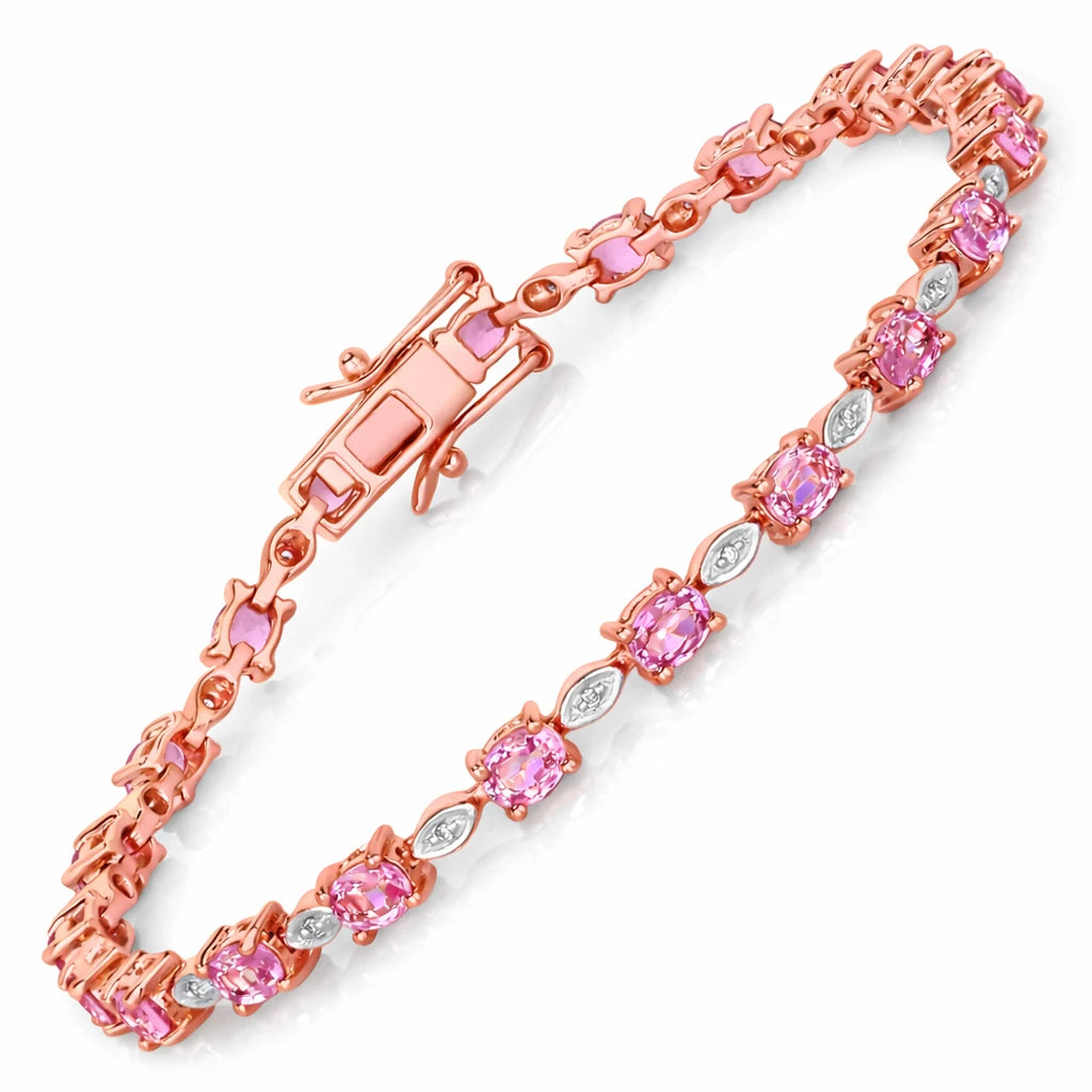 Oval Tennis Bracelet with Diamond Marquise Accents