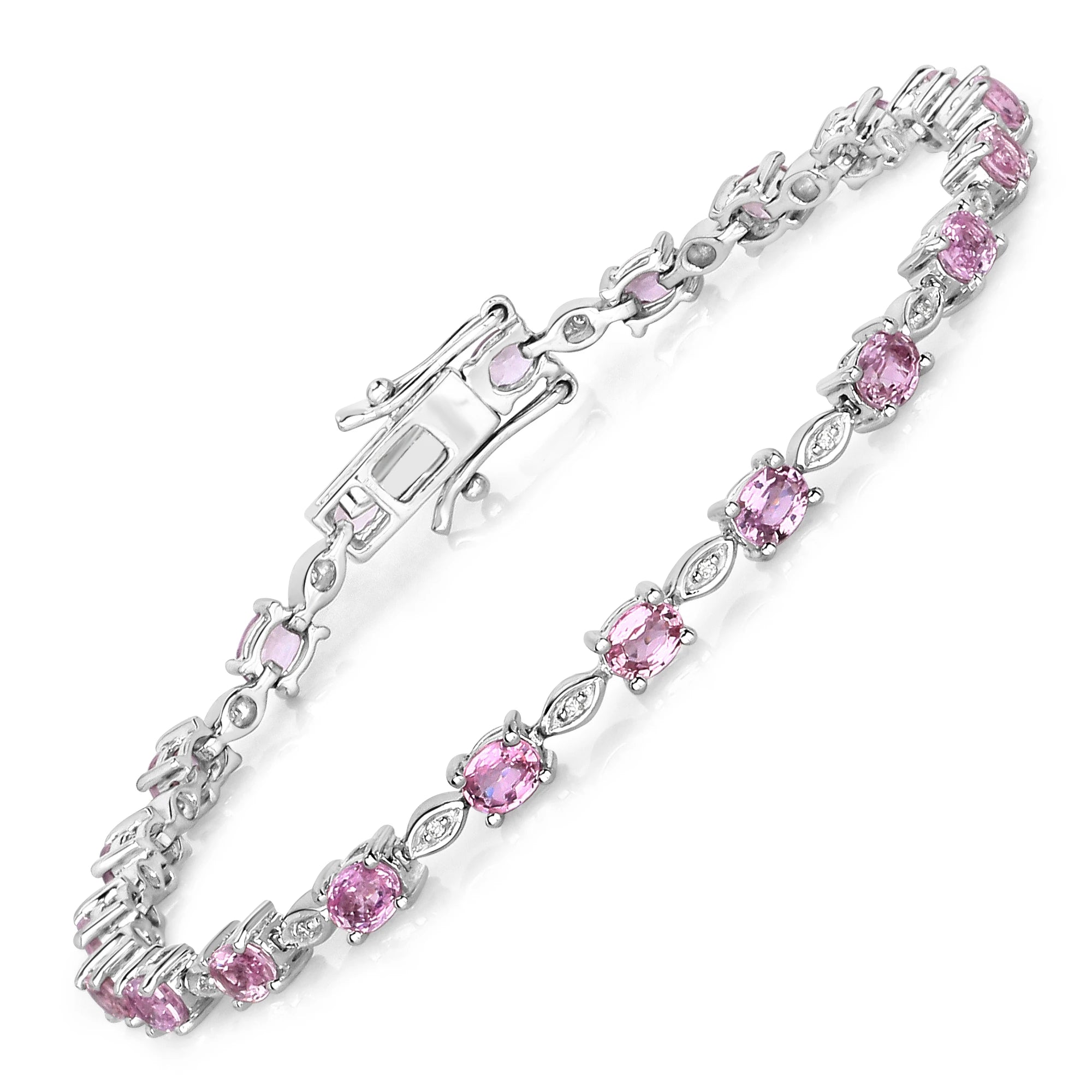 Oval Tennis Bracelet with Diamond Marquise Accents