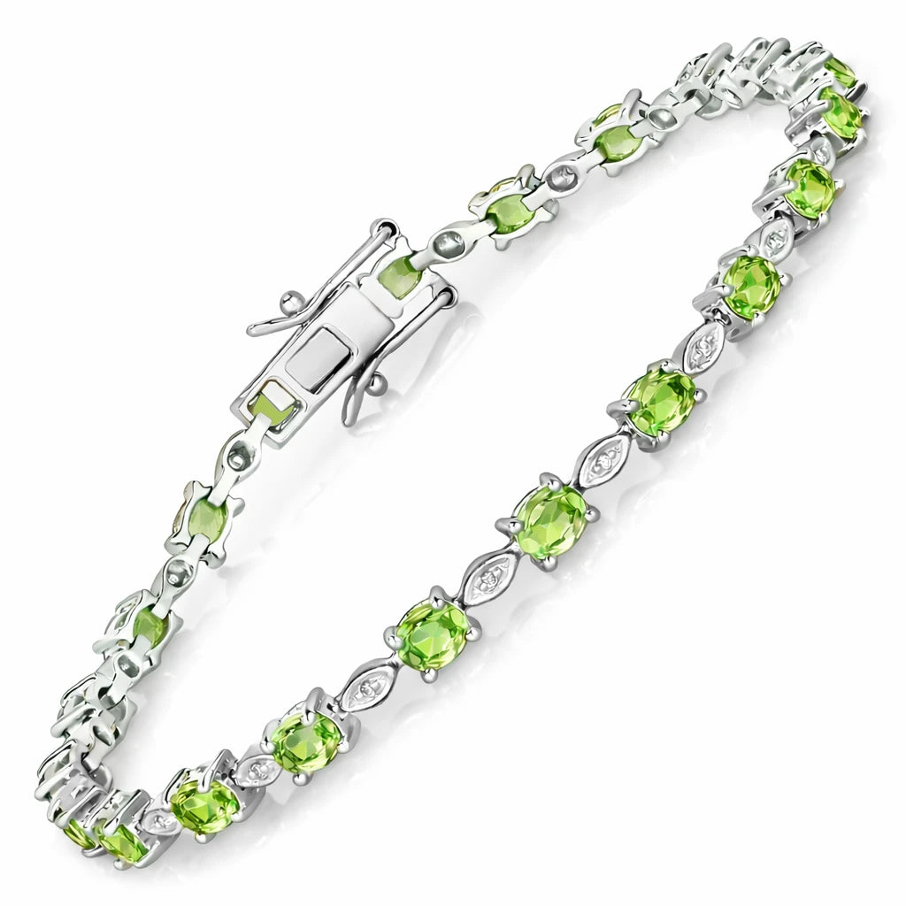 Oval Tennis Bracelet with Diamond Marquise Accents