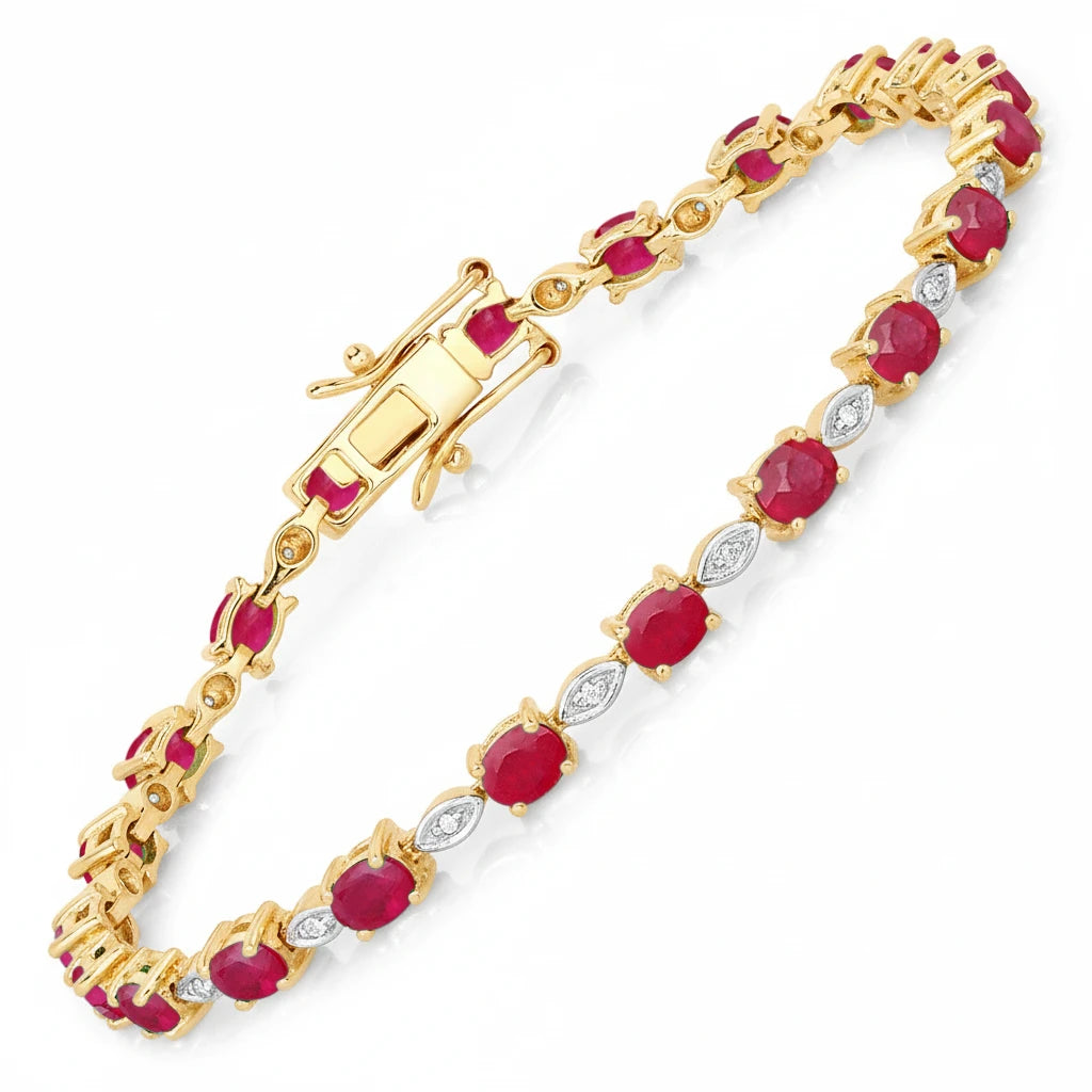 Oval Tennis Bracelet with Diamond Marquise Accents
