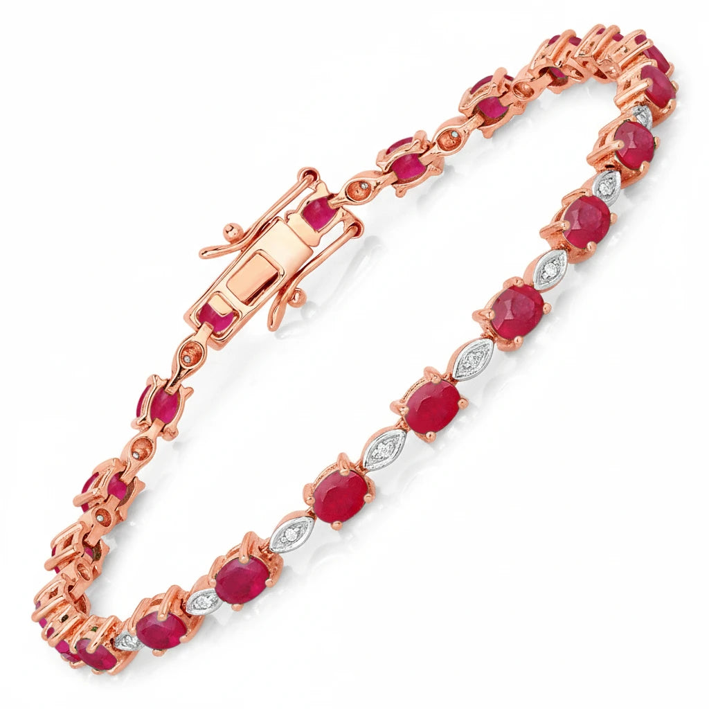 Oval Tennis Bracelet with Diamond Marquise Accents