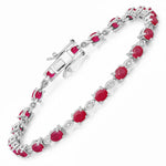 Oval Tennis Bracelet with Diamond Marquise Accents