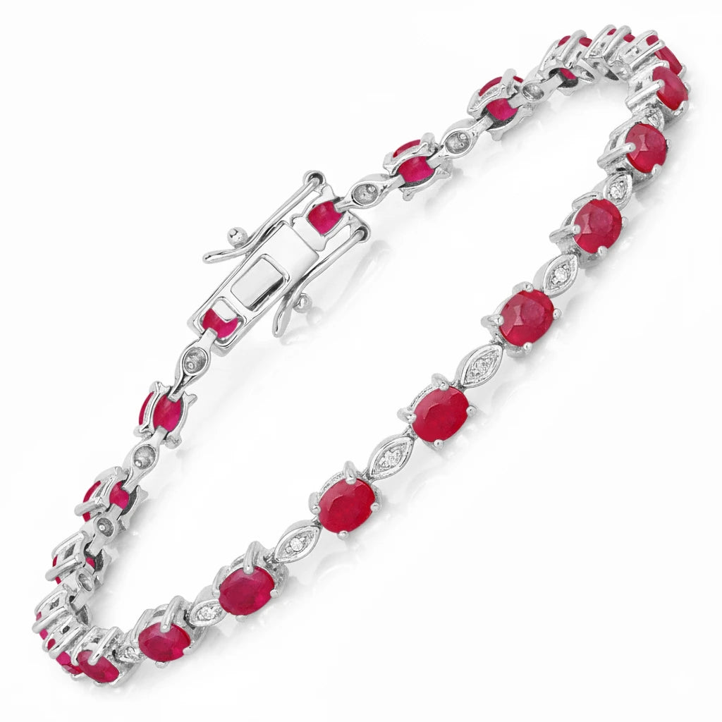 Oval Tennis Bracelet with Diamond Marquise Accents