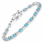 Oval Tennis Bracelet with Diamond Marquise Accents
