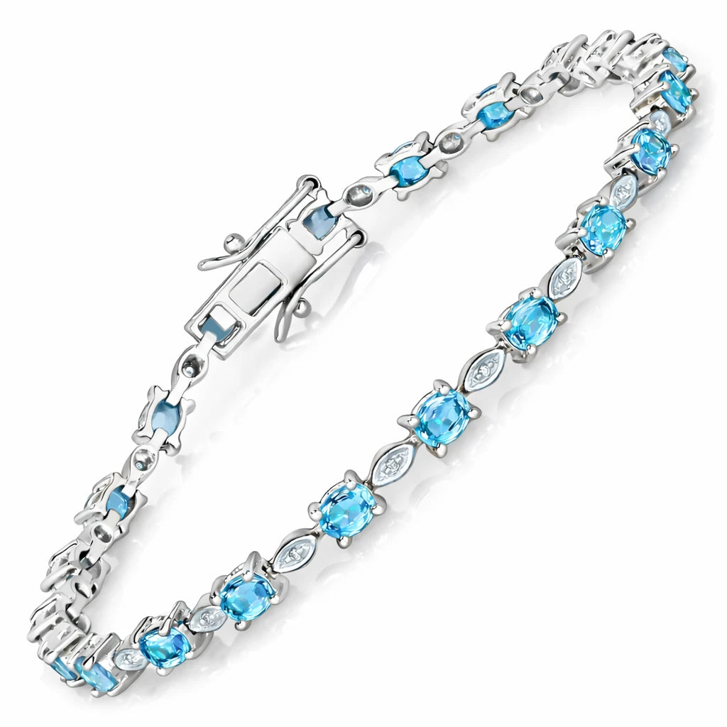 Oval Tennis Bracelet with Diamond Marquise Accents