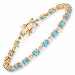 Oval Tennis Bracelet with Diamond Marquise Accents