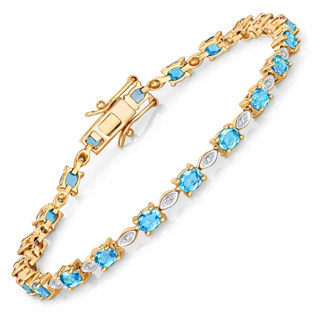 Oval Tennis Bracelet with Diamond Marquise Accents