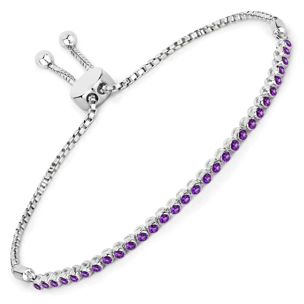 Round Bezel Set Adjustable Bracelet
