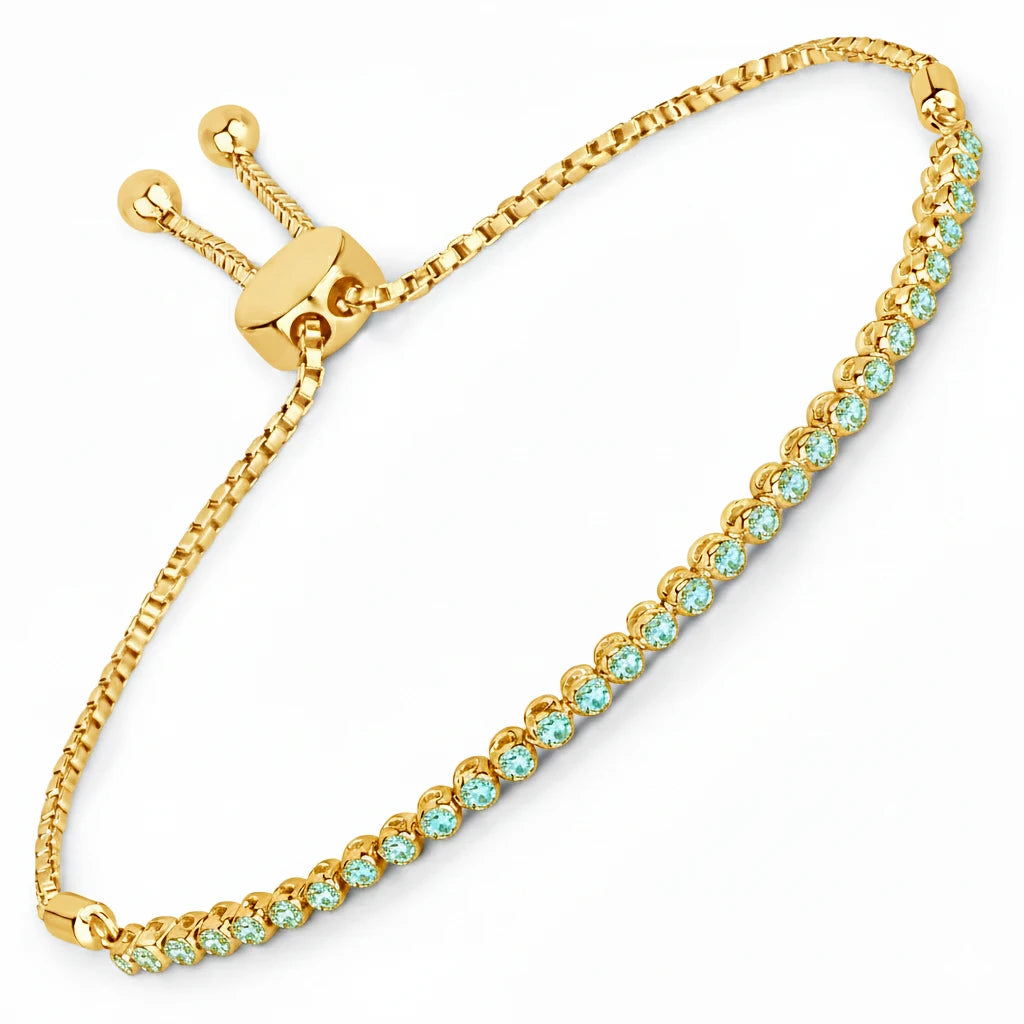 Round Bezel Set Adjustable Bracelet