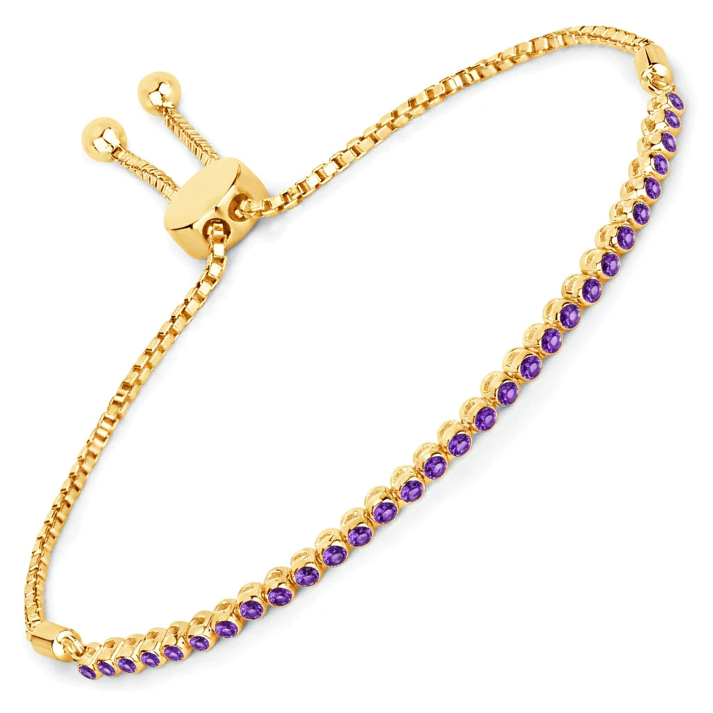 Round Bezel Set Adjustable Bracelet