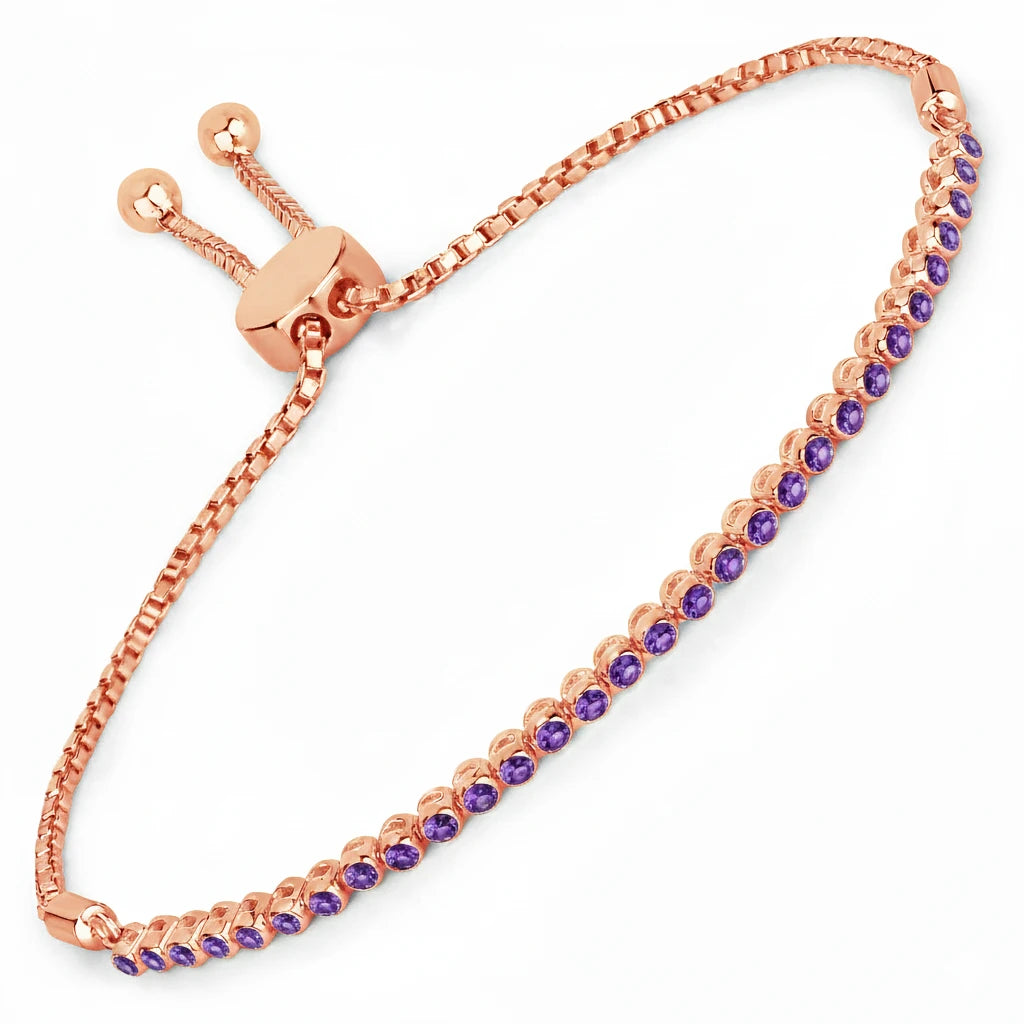 Round Bezel Set Adjustable Bracelet