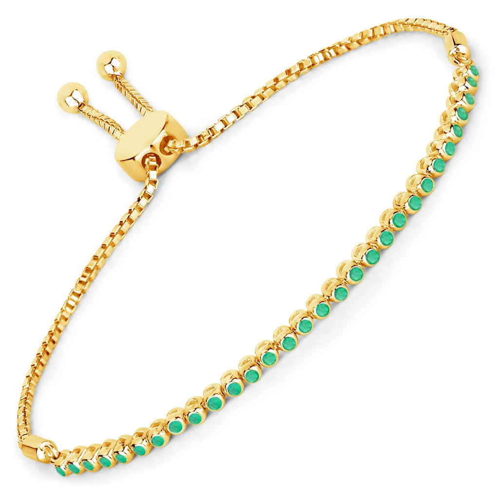 Round Bezel Set Adjustable Bracelet